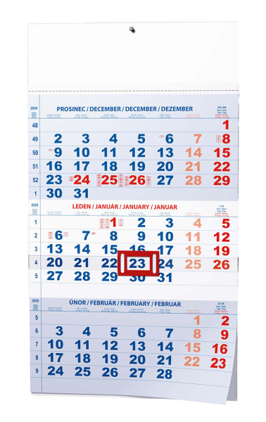 Nástěnný kalendář - BNC1 - tříměsíční modrý