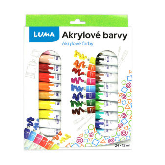 Barva akrylová, 12ml sada, 24ks