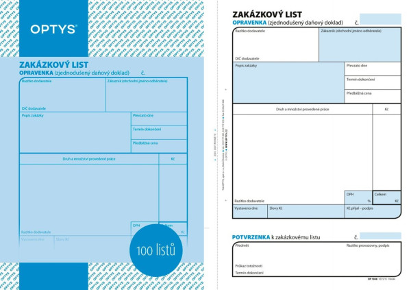 Zakázkový list A5, OP48