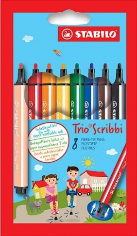 Popisovač fixy stabilo trio scribbi/8ks